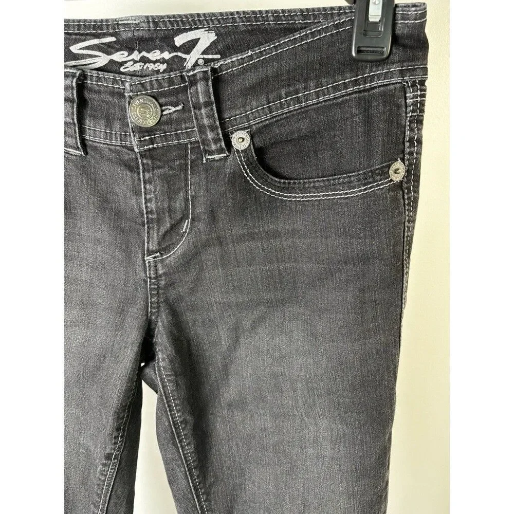 Seven7 Jeans Women Size 8 Skinny Dark Wash Five Pockets Stretch Denim Black